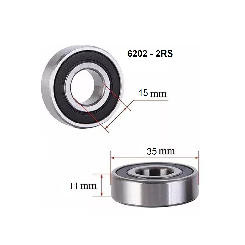 Kit 2 Rodamiento 6202 2rs Medidas 15x35x11 Milimetros