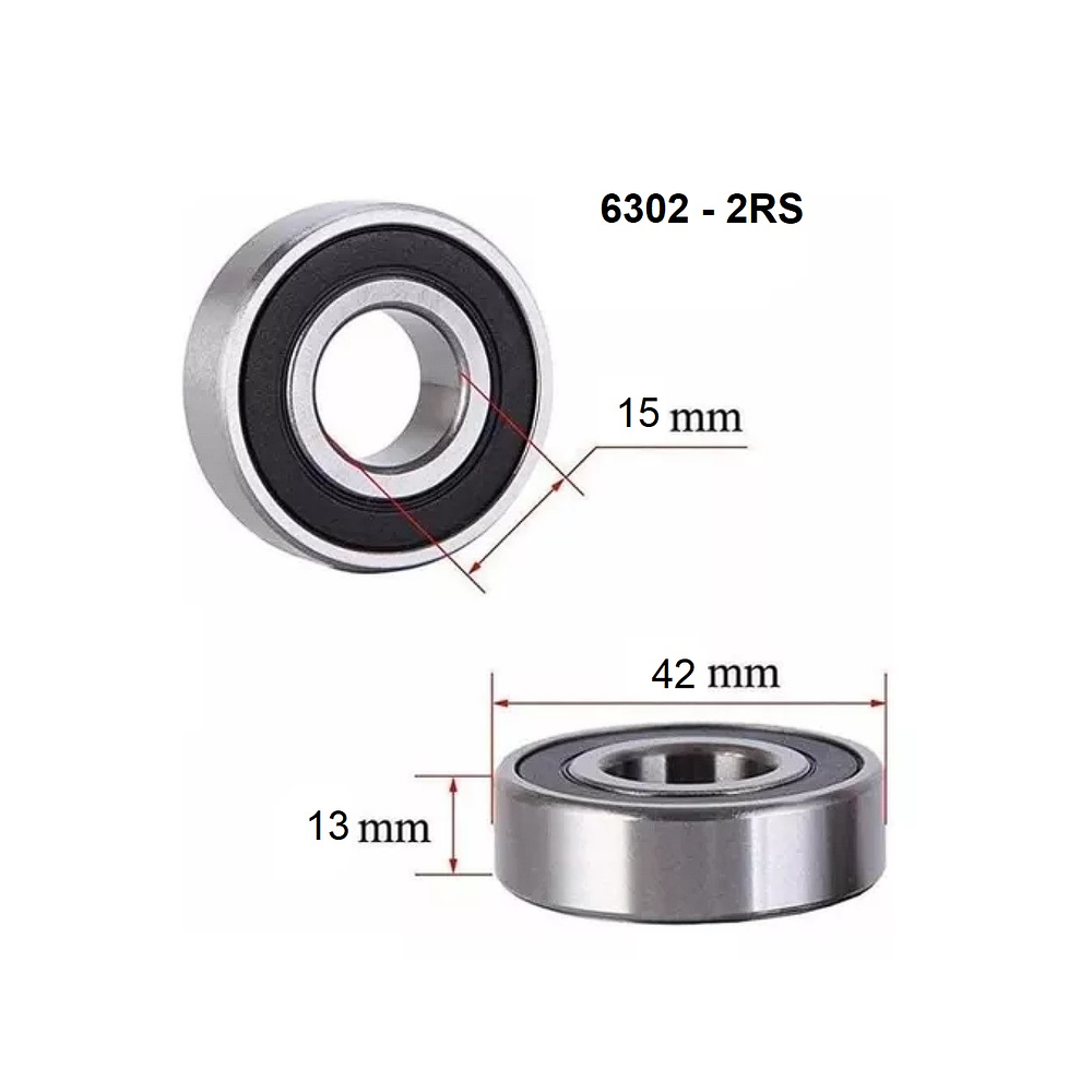 Rodamiento 6302 2rs Medidas 15x42x13 Milimetros