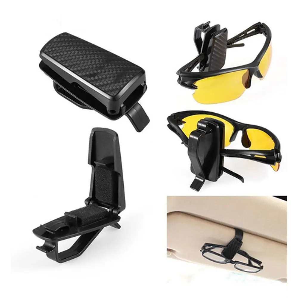 Clip Porta Lentes Y Tarjeta Universal Para Autos Fibra