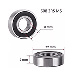 Rodamiento 608 2rs M5 Jtekt 8x22x7 Milimetros Japones