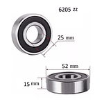 Rodamiento 6205 ZZ KSK 25x52x15 Milimetros Japones 