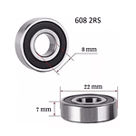 Rodamiento 608 2rs Craft 8x22x7 Milimetros 