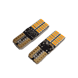Par Ampolletas 24 Led T10 Ambar Amarillo Cola De Pescado Canbus