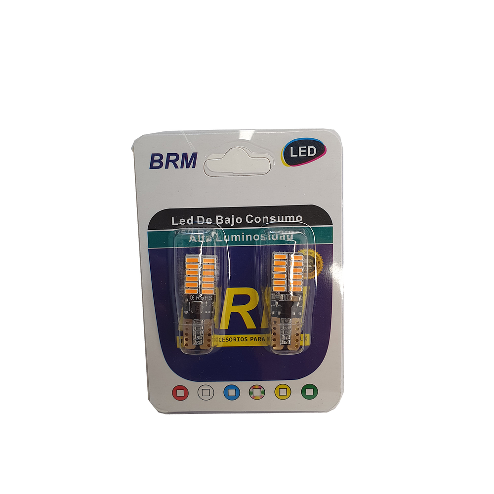 Par Ampolletas 24 Led T10 Ambar Amarillo Cola De Pescado Canbus