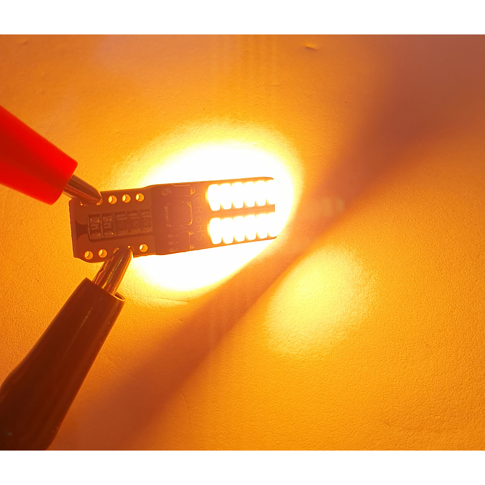 Par Ampolletas 24 Led T10 Ambar Amarillo Cola De Pescado Canbus