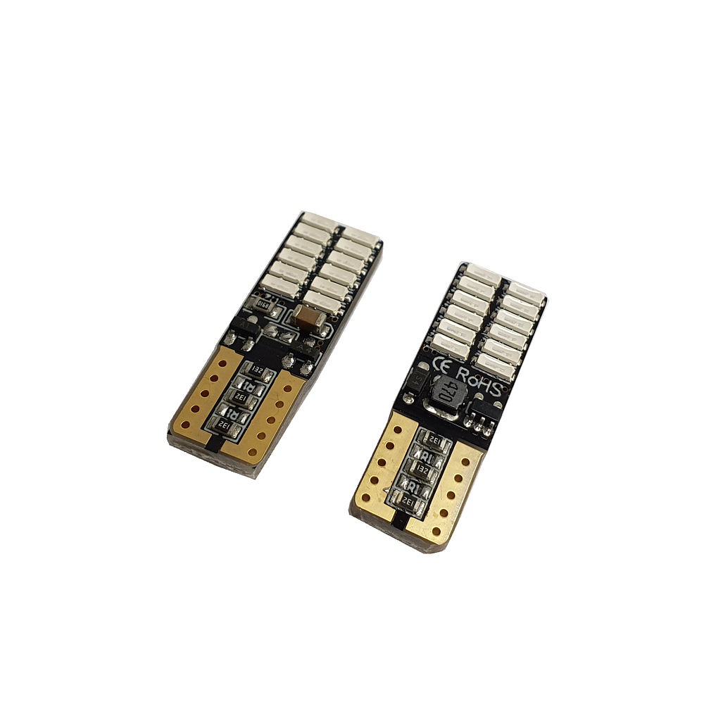 Par Ampolletas 24 Led T10 Azul Cola De Pescado Canbus