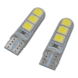 Par Ampolletas 6 Led T10  Blanco  Cola De Pescado 