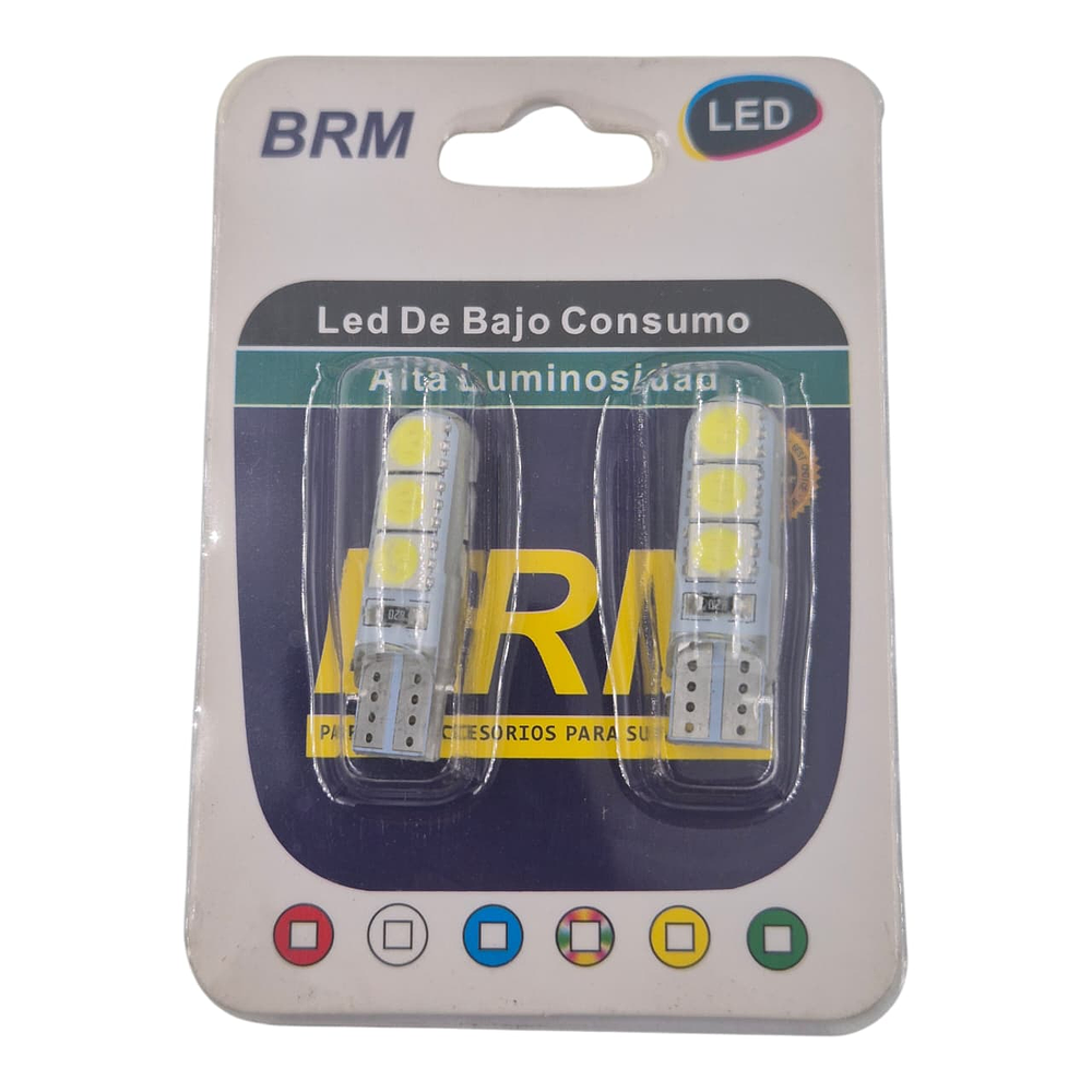 Par Ampolletas 6 Led T10  Blanco  Cola De Pescado 