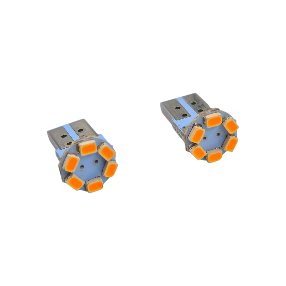 Ampolleta Plana 6 Led T10 Cola De Pescado Amarilla Ambar 12v 