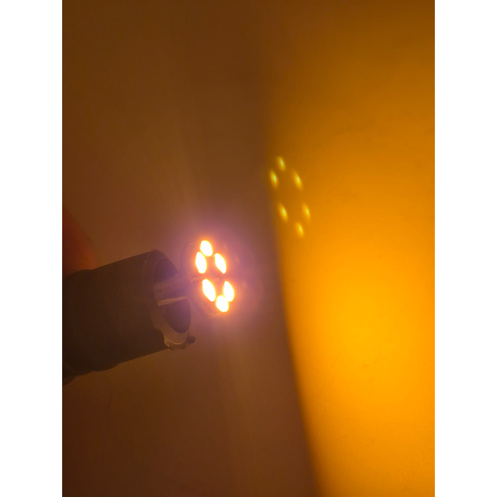 Ampolleta Plana 6 Led T10 Cola De Pescado Amarilla Ambar 12v 