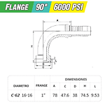 Flange Codo 90 Grados 1 pulgada 6000 PSI Brida