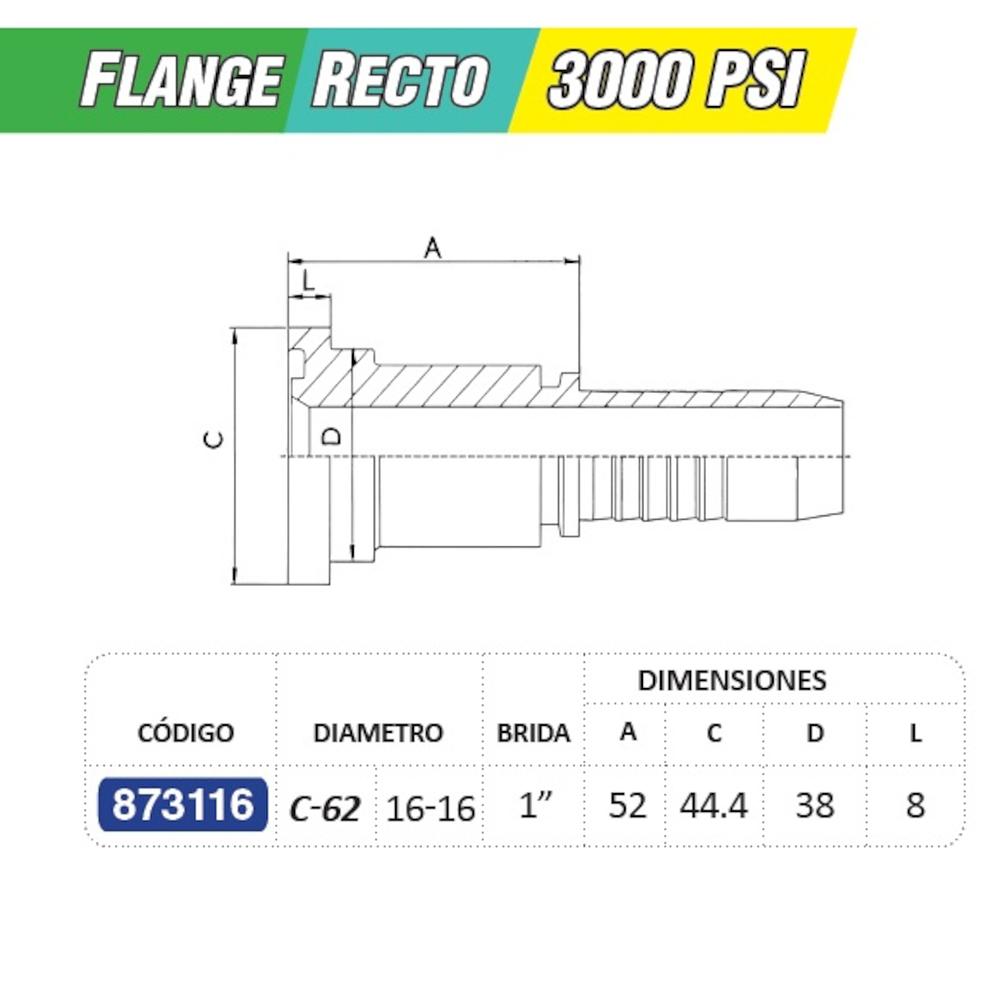 Flange Recto 1 pulgada 3000 PSI Brida