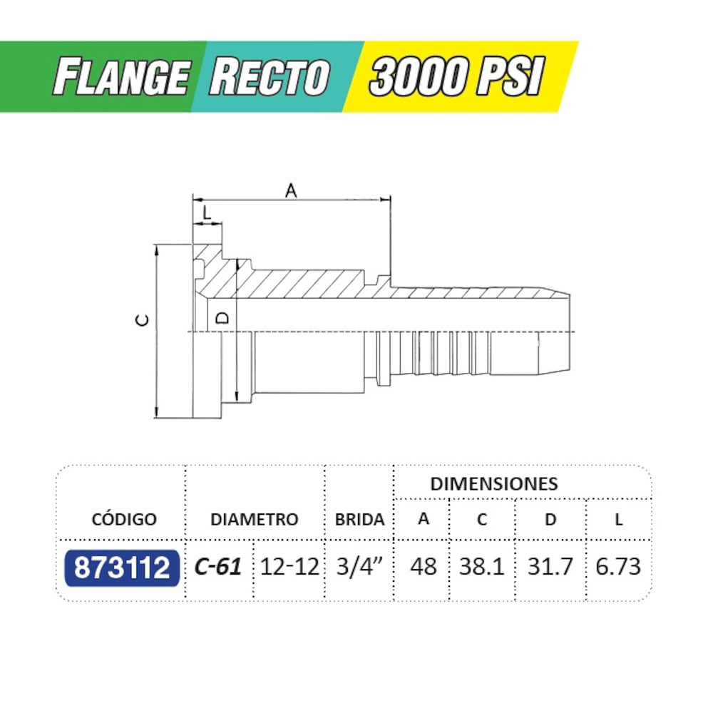 Flange Recto 3/4 pulgada 3000 PSI Brida