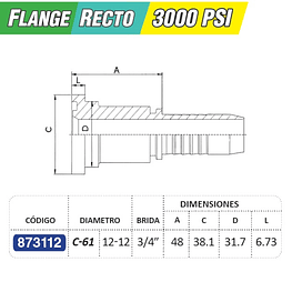Flange Recto 3/4 pulgada 3000 PSI Brida