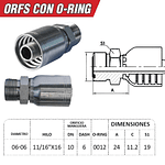 Conector Hidraulico Macho ORFS 11/16 pulgadas Hilo 16