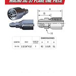 Conector Macho Jic 37 Flare One Piece 1.5/16 pulgadas hilo 12