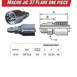 Conector Macho Jic 37 Flare One Piece 7/8 Pulgadas Hilo 14