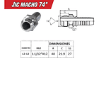 Conector Hidráulico Macho JIC 1.1/12 Hilo 12