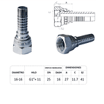Conector Hidráulico 1" x 11 Hembra Giratoria Recta BSP 60 grados