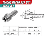 Conector Hidráulico 1/2" x 19 Macho Recto BSP 60 grados