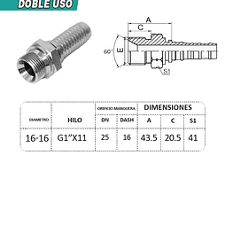 Conector Hidráulico 1" x 11 Macho Recto BSP 60 grados