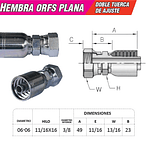 Conector Hidráulico Hembra ORFS 11/16 x 16  Doble Tuerca