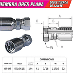 Conector Hidráulico Hembra ORFS 9/16 x 18  Doble Tuerca
