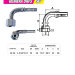 Conector Hidráulico Hembra ORFS 1.3/16 x 12
