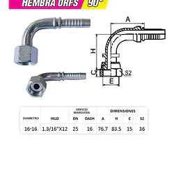 Conector Hidráulico Hembra ORFS 1.3/16 x 12