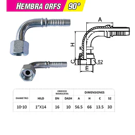 Conector Hidráulico Hembra ORFS 1 x 14