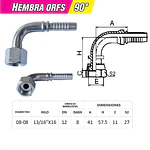 Conector Hidráulico Hembra ORFS 13/16 x 16