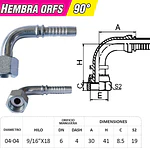 Conector Hidráulico Hembra ORFS 9/16 x 18