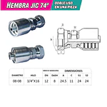 Conector Hidráulico 3/4 x 16 Hembra Jic 74 Grados