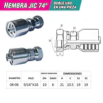 Conector Hidráulico 9/16 x 18 Hembra Jic 74 Grados