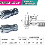 Conector Hidráulico 7/16 x 20 Hembra Jic 74 Grados