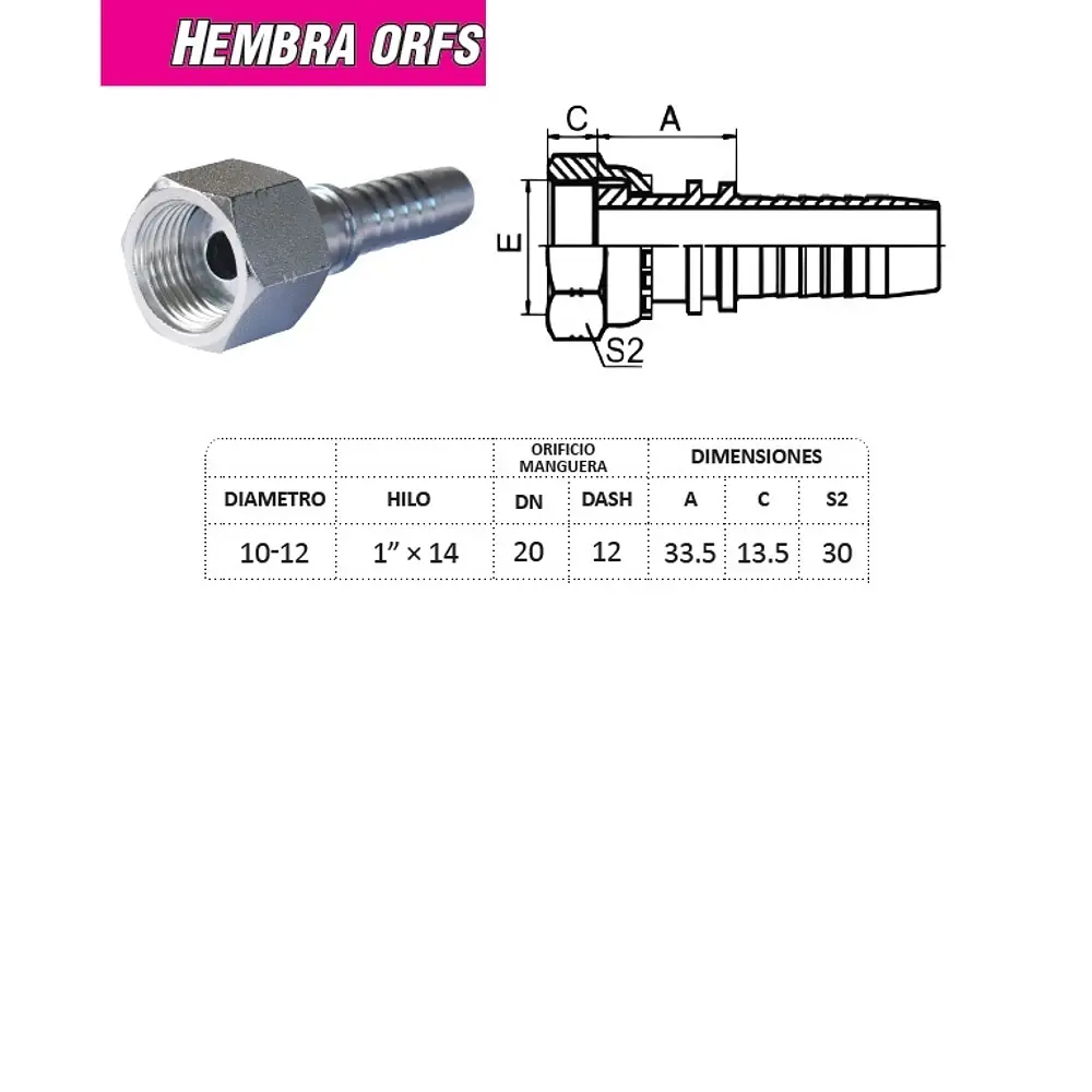 Conector Hidráulico ORFS 1 x 14 Hembra 