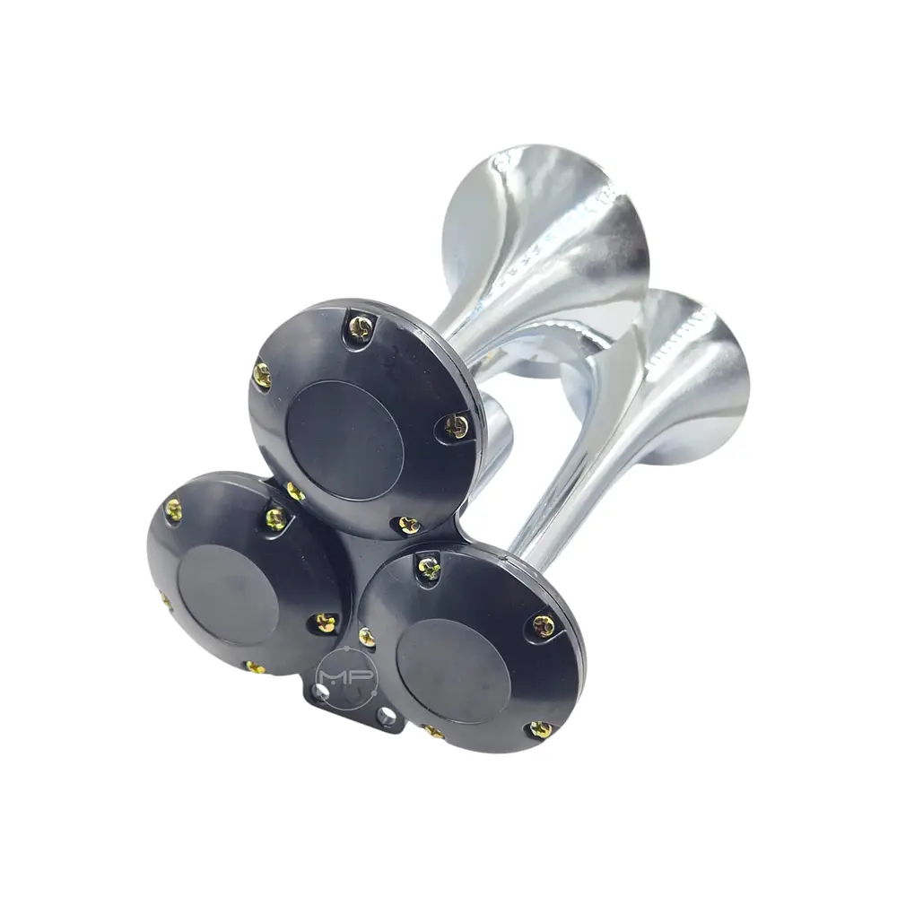 Bocina De Aire Triple Trompeta 12/24v Para Auto Camión