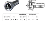Conector Hidraulico 7/16 x 20 Corto Hembra Jic 74