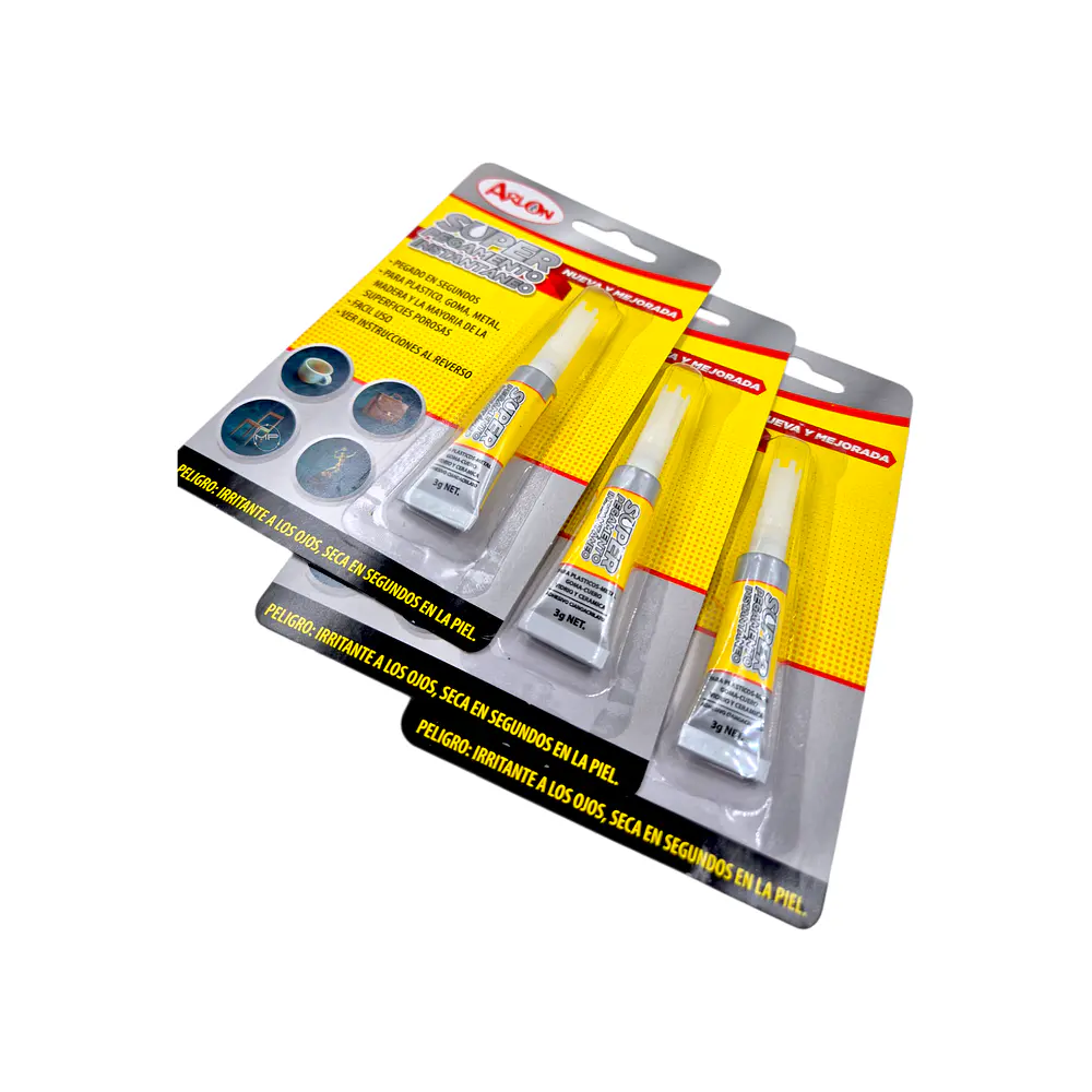 Pegamento Instantáneo Super Adhesivo Arlon (gotita) Pack 3