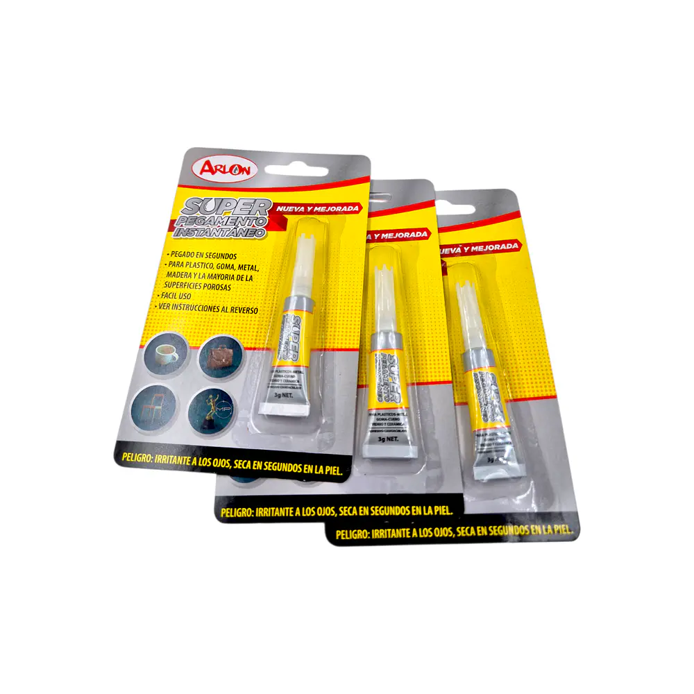 Pegamento Instantáneo Super Adhesivo Arlon (gotita) Pack 3