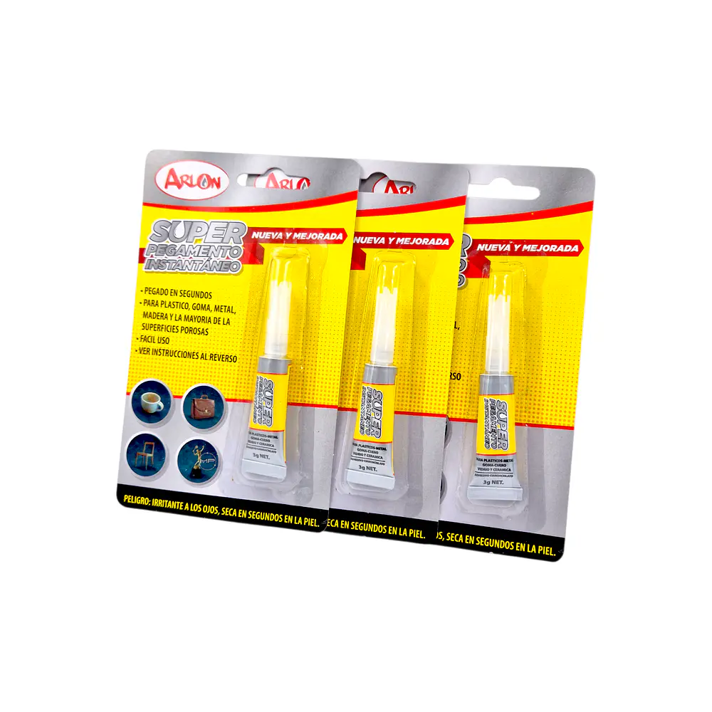 Pegamento Instantáneo Super Adhesivo Arlon (gotita) Pack 3