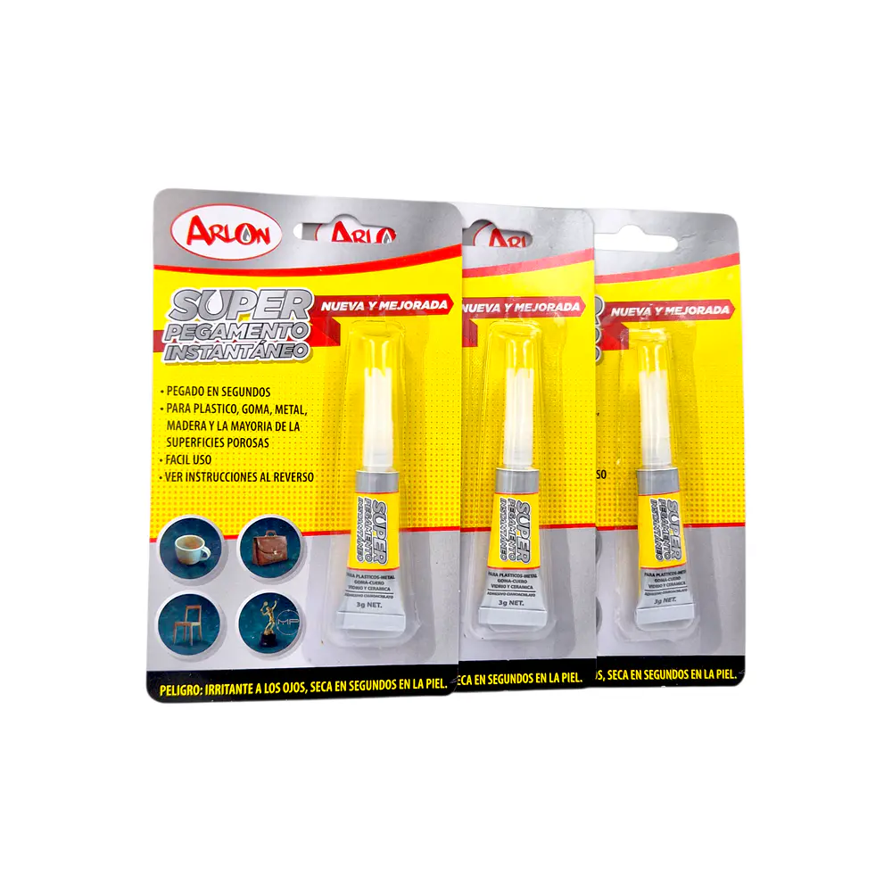 Pegamento Instantáneo Super Adhesivo Arlon (gotita) Pack 3