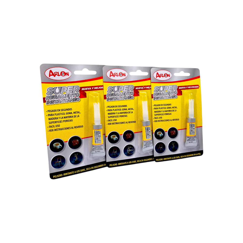 Pegamento Instantáneo Super Adhesivo Arlon (gotita) Pack 3