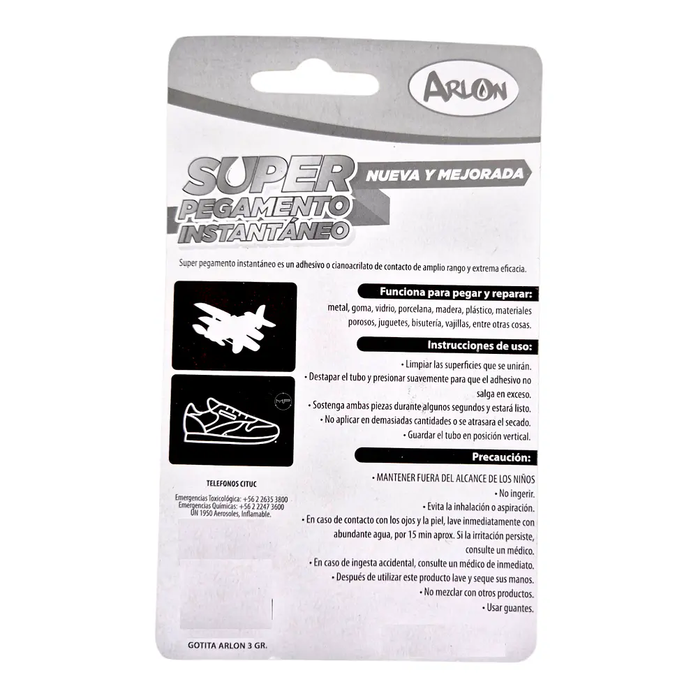 Pegamento Instantáneo Super Adhesivo Arlon (gotita) Pack 3