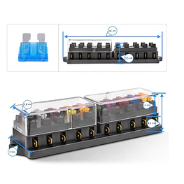 Caja Porta Fusible Automotriz para 10 Fusibles