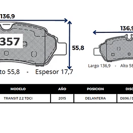 Pastilla Freno Delantera Cerámica Para Ford Transit 2.2 2015