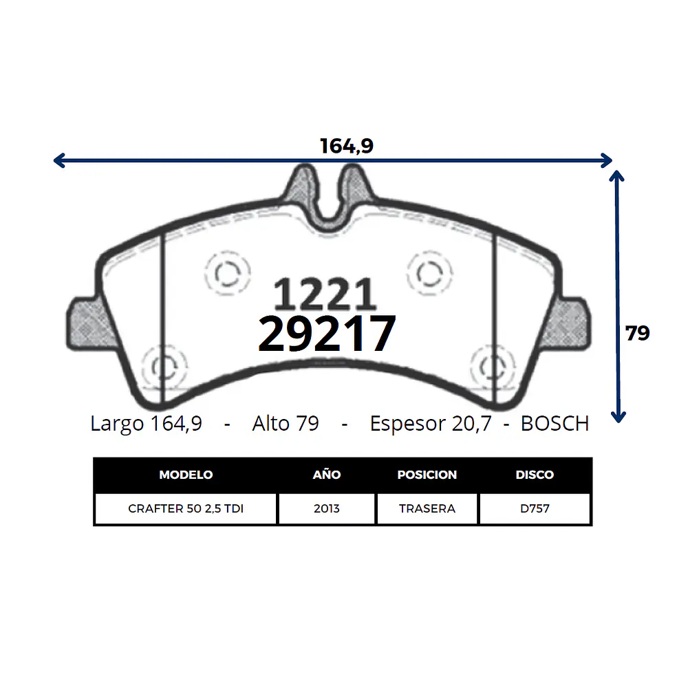 Pastilla Freno Trasera Cerámica Para Vw Crafter 50 2.5 TDI