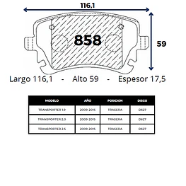 Pastillas De Freno de Cerámica Trasera Para Vw Transporter 