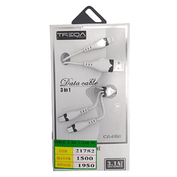 Cable 3 en 1 V8, Tipo C, IOS (21782)