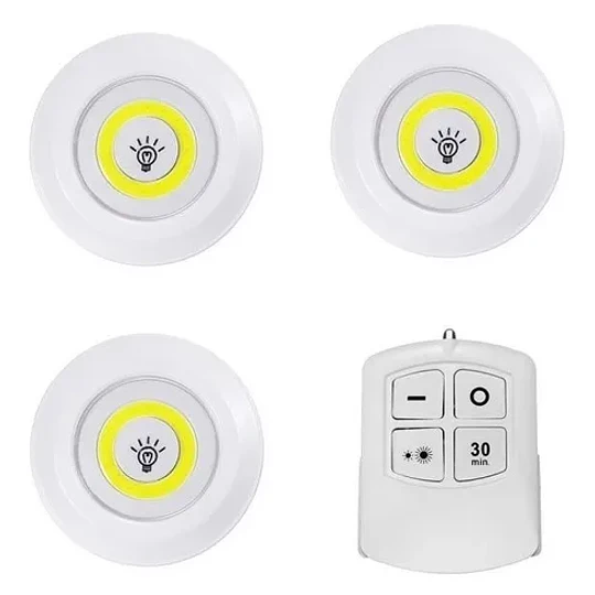 Set 3 Luz Led Inalambricas Control Remoto Timer Dimer (22192)